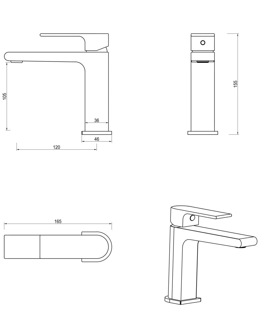 Bella Vista Beki Basin Mixer - Gunmetal - Specifications