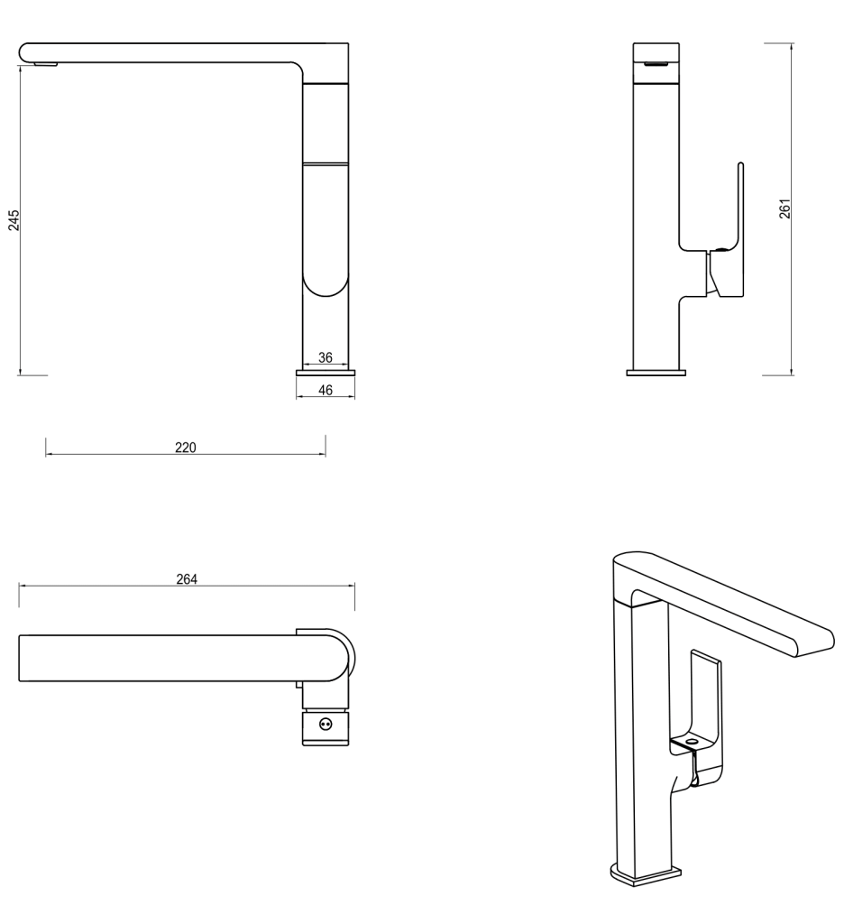 Bella Vista Beki Sink Mixer - Brushed Nickel - Specifications
