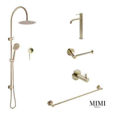 Mimi Brushed Brass Basin Mixer Tapware Package