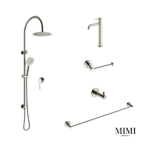 Mimi Brushed Nickel Basin Mixer Tapware Package