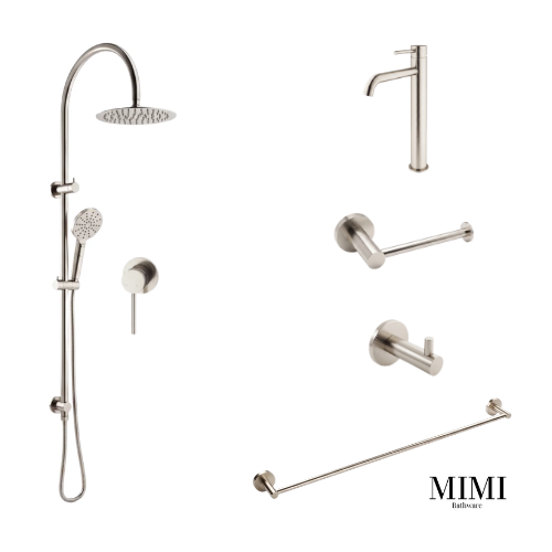 Mimi Cove Warm Brushed Nickel Basin Mixer Tapware Package