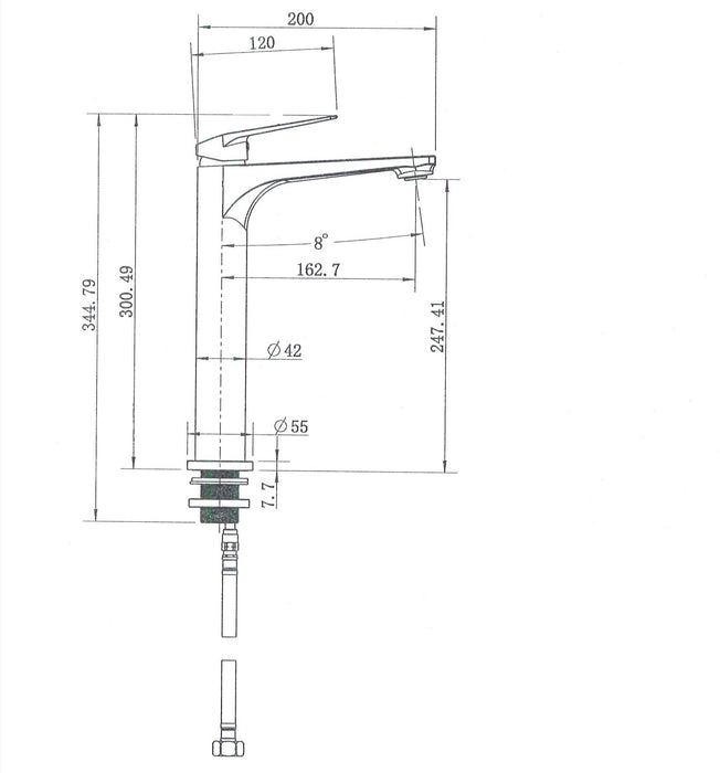 Modern National Cascade High Rise Basin Mixer