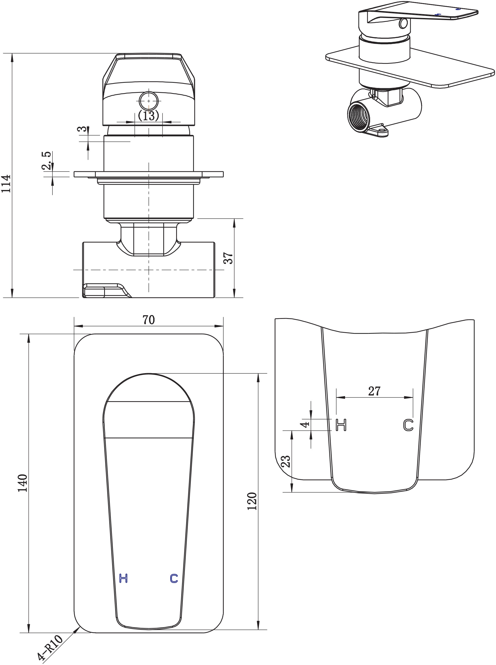 Modern National Cascade Shower Mixer