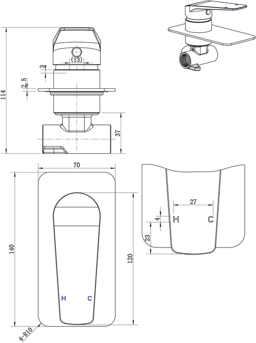 Modern National Cascade Shower Mixer