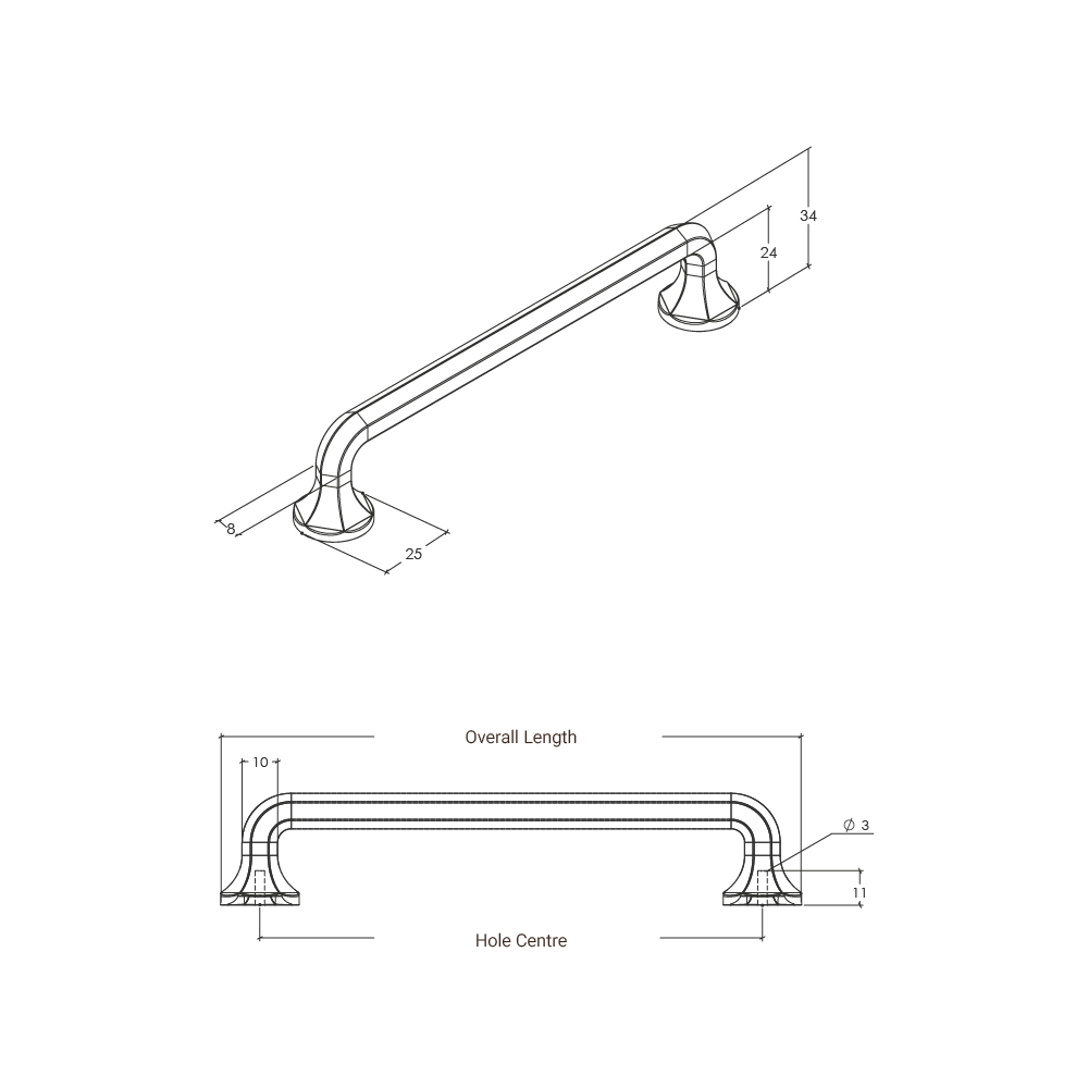 Momo Caselle D Handle - Line Drawing
