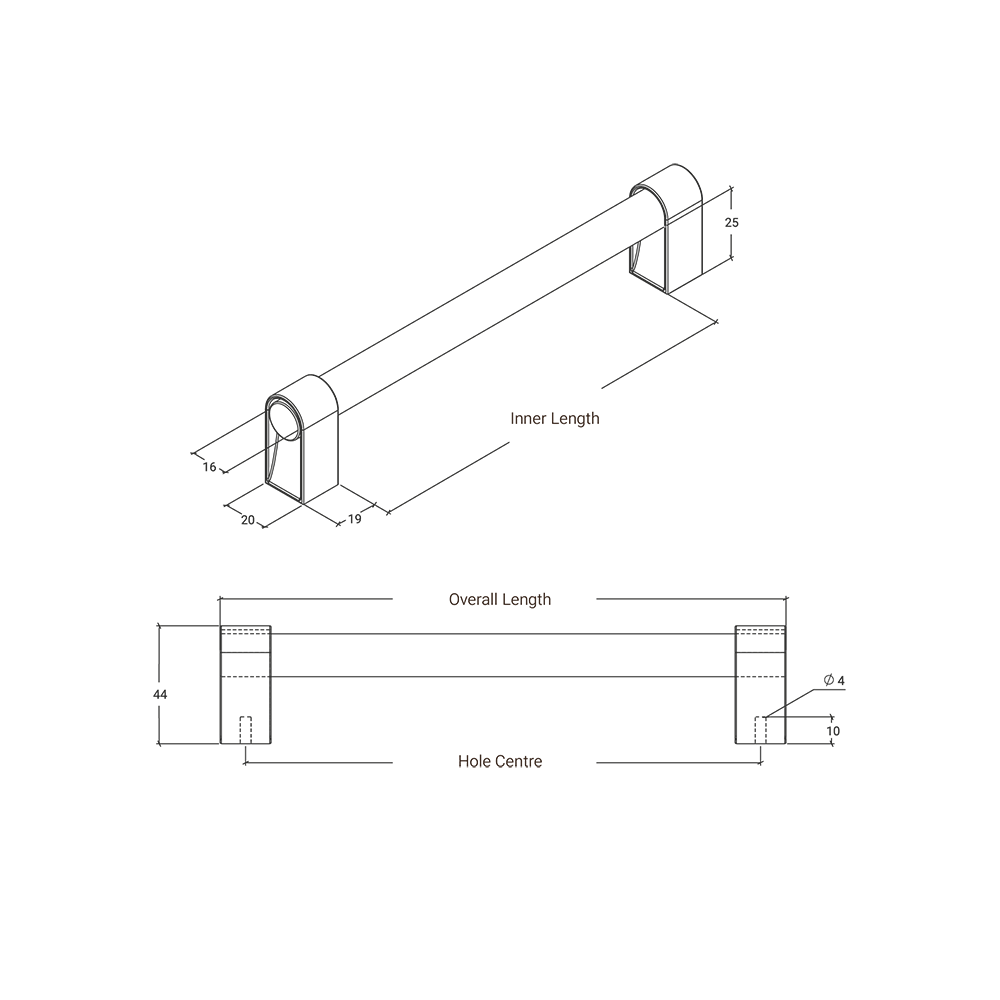 Momo Casey D Handle - Line Drawing