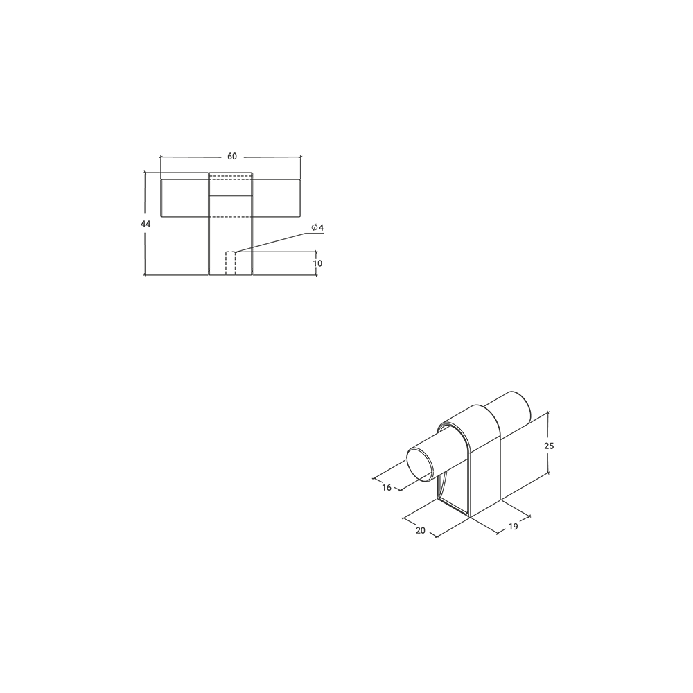 Momo Casey T Knob - Line Drawing