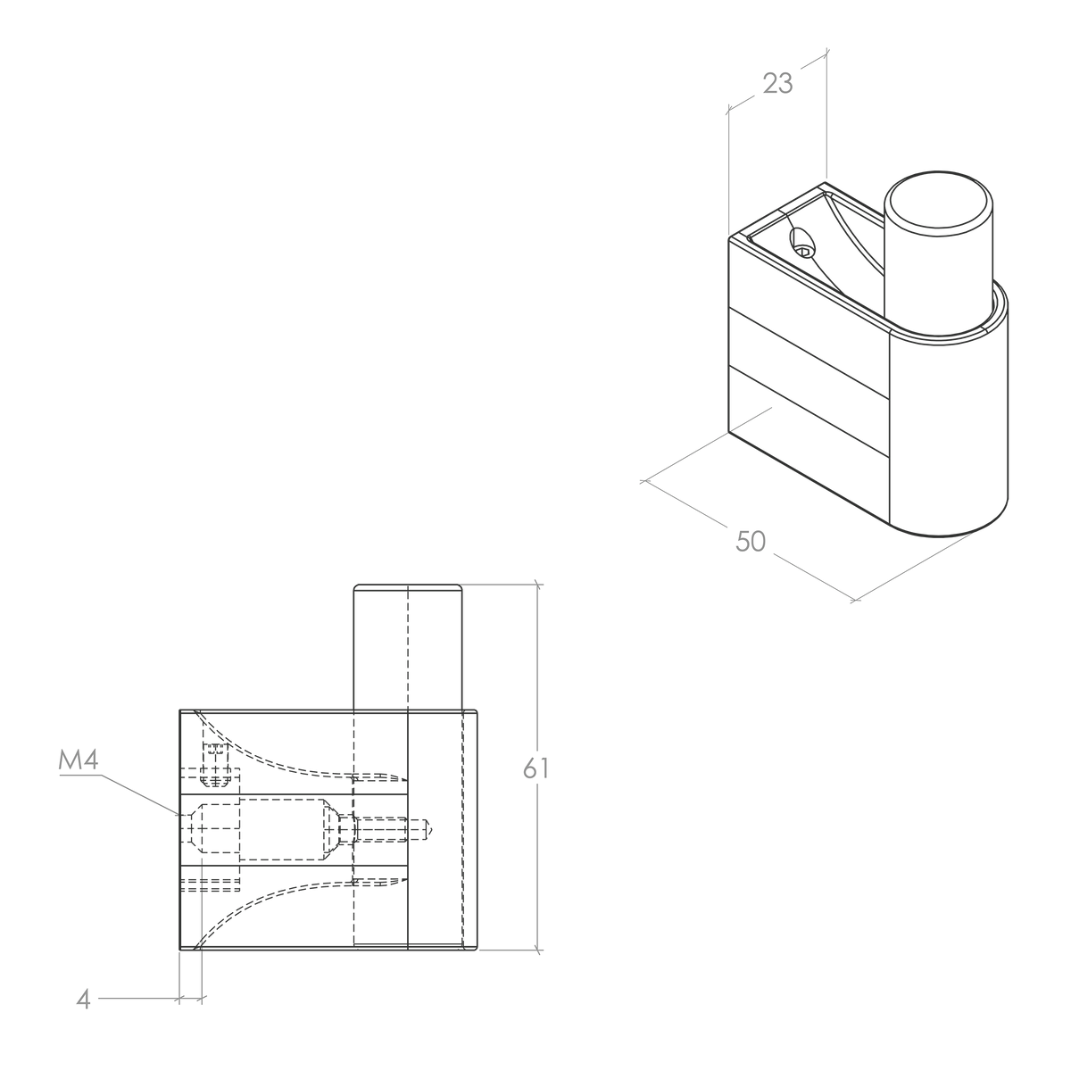 Momo Casey Wall Hook - Line Drawing