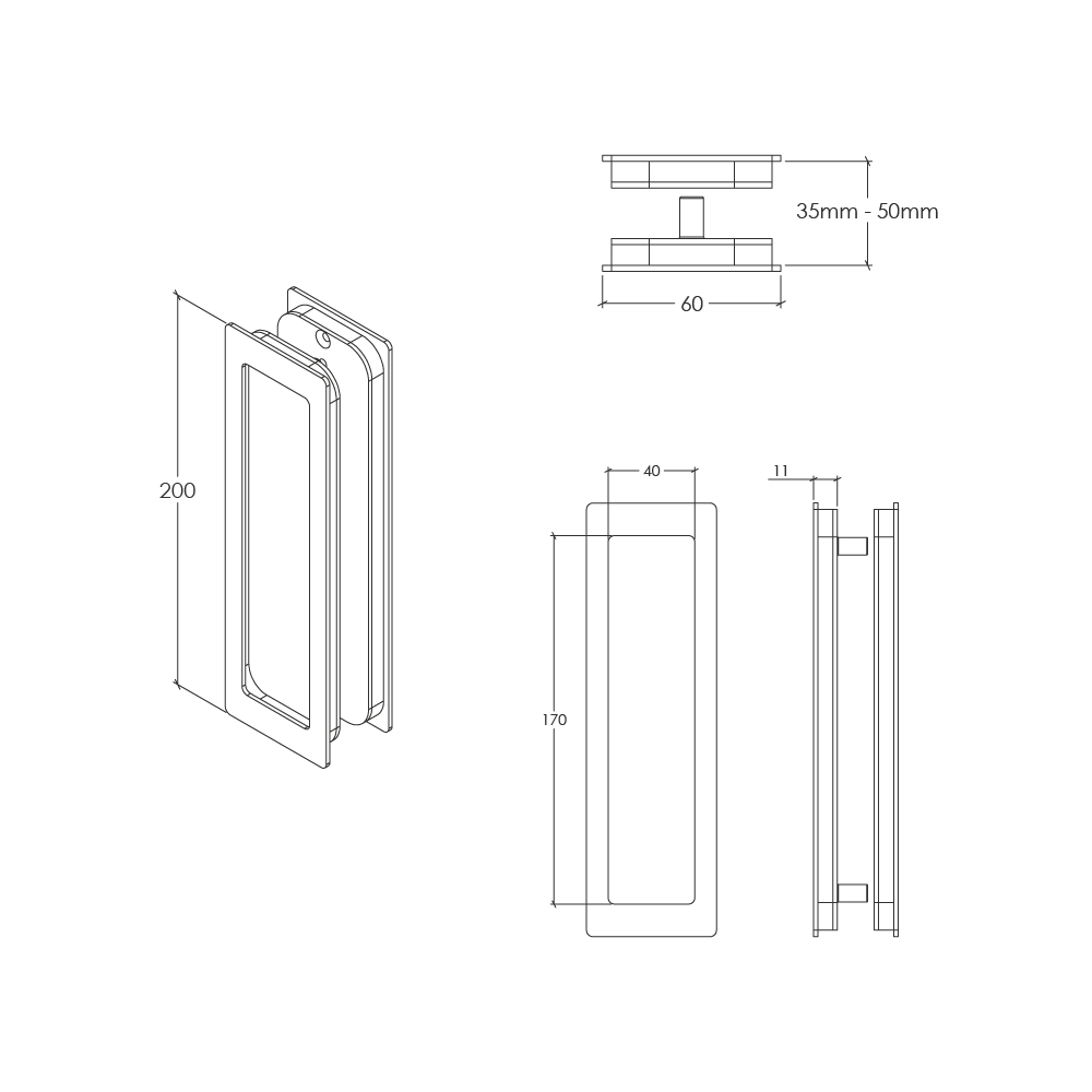 Momo Handles Cavity Slider Flush Pull Matt Black