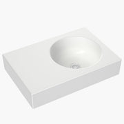 Round Wall Basin Left Hand Shelf 600mm (No Tap Hole)