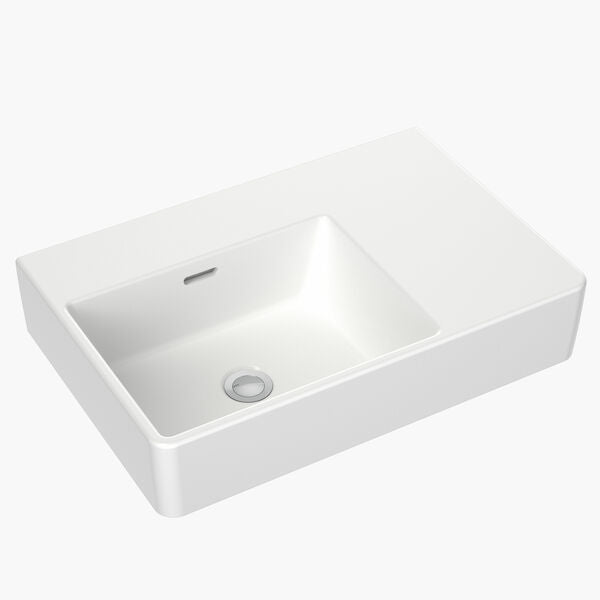 Square Wall Basin Right Hand Shelf 600mm (No Tap Hole)