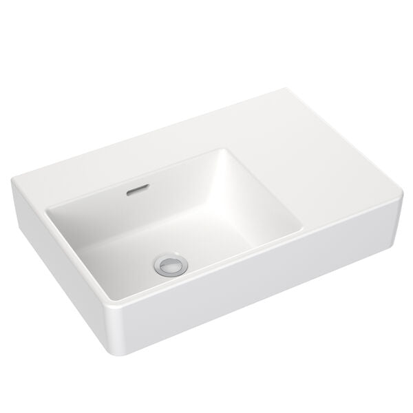 Square Wall Basin Right Hand Shelf 600mm (No Tap Hole)