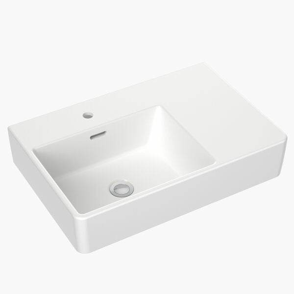 Square Wall Basin Right Hand Shelf 600mm (1 Tap Hole)