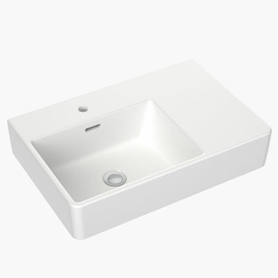 Caroma Square Wall Basin Right Hand Shelf 600mm (1 Tap Hole)