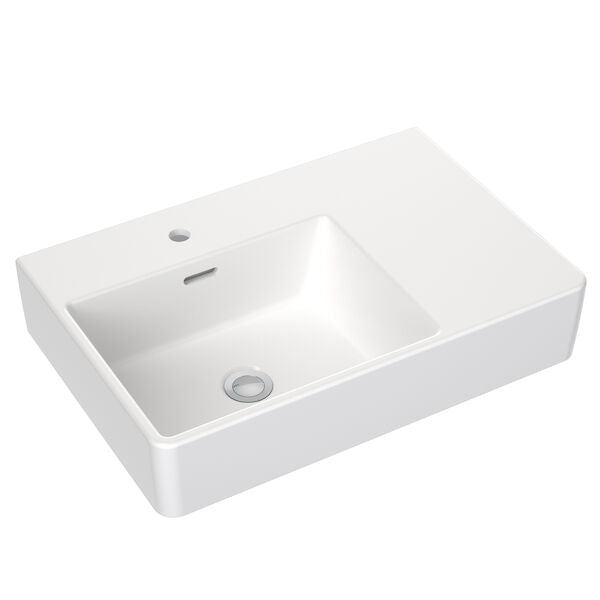 Square Wall Basin Right Hand Shelf 600mm (1 Tap Hole)