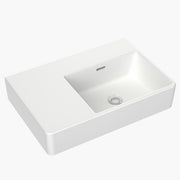 Square Wall Basin Left Hand Shelf 600mm (No Tap Hole)