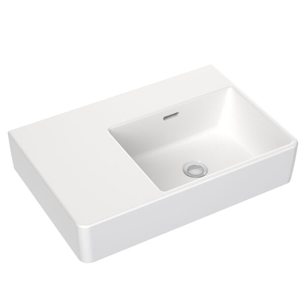 Square Wall Basin Left Hand Shelf 600mm (No Tap Hole)
