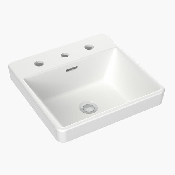 Square Inset Basin with Tap Landing 400mm (3 Tap Hole)