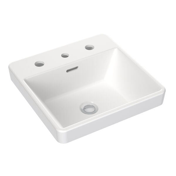 Square Inset Basin with Tap Landing 400mm (3 Tap Hole)
