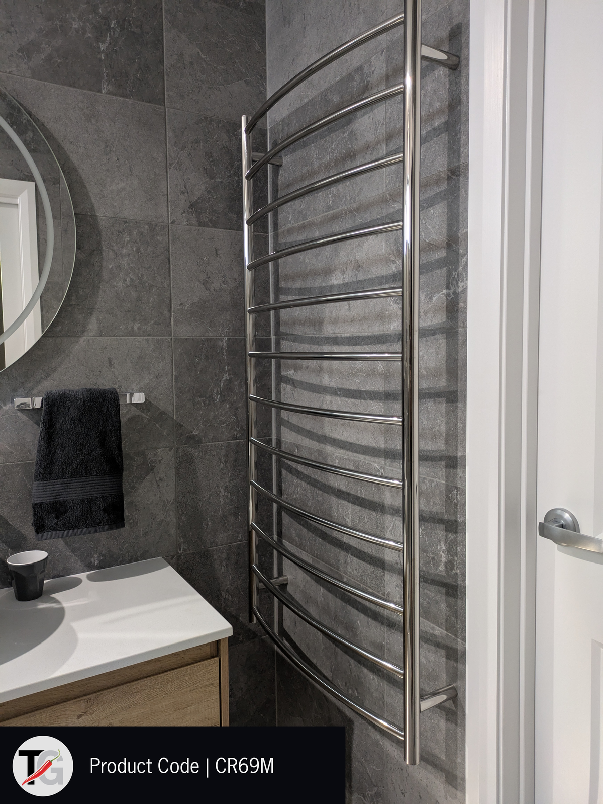 Thermogroup Thermorail 240V Curved Round Ladder Heated Towel Rail Polished Stainless Steel