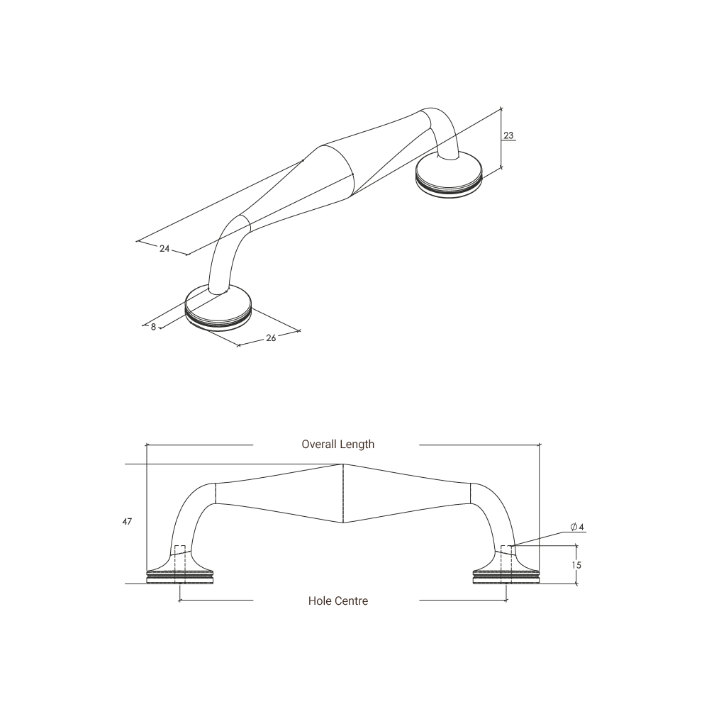 Momo Crosby D Handle - Line Drawing