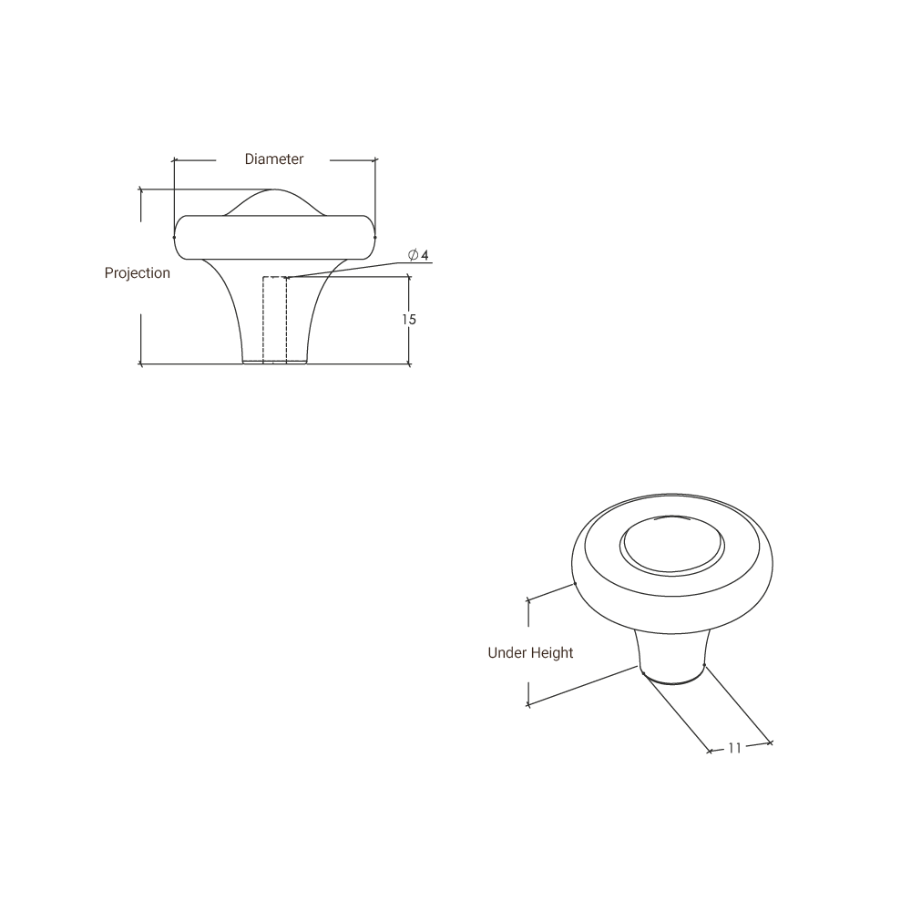 Momo Crosby Round Knob - Line Drawing