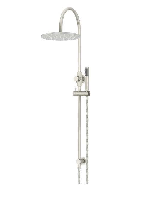 Meir Round Gooseneck Shower Set with 300mm rose, Single-Function Hand Shower Brushed Nickel