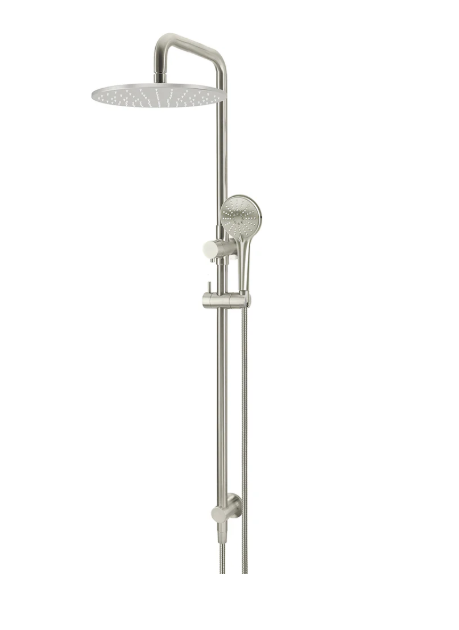 Meir Round Combination Shower Rail, 300mm Rose, Single Function Hand Shower - Brushed Nickel