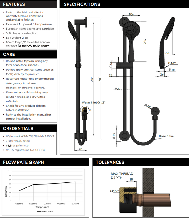 Meir Round Three Function Hand Shower on Rail Column Brushed Nickel