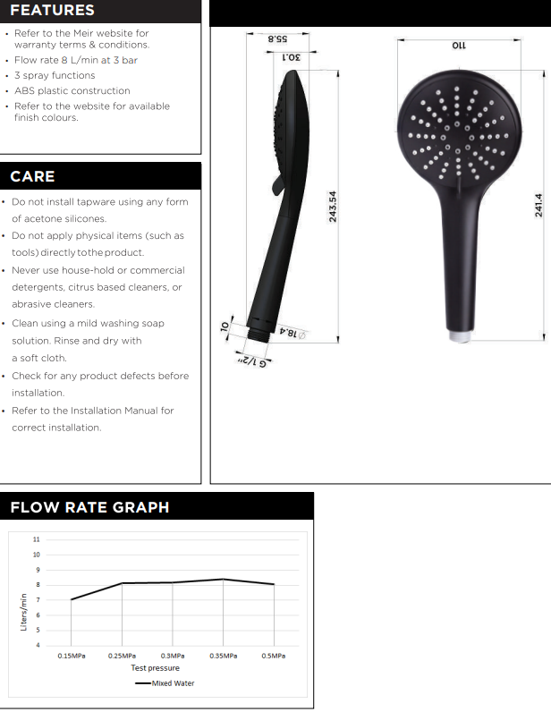 Meir Round Hand Shower Three-Function Gun Metal