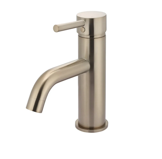Meir Round Basin Mixer Curved Champagne