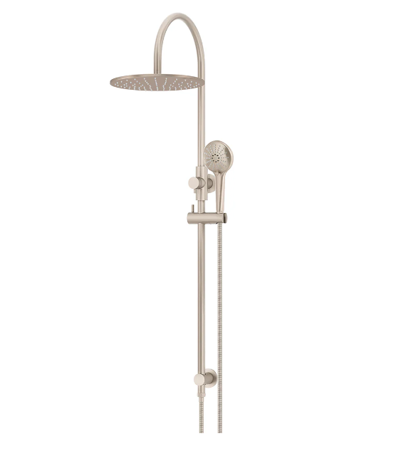 Meir Round Gooseneck Shower Set with 300mm rose, Three-Function Hand Shower Champagne