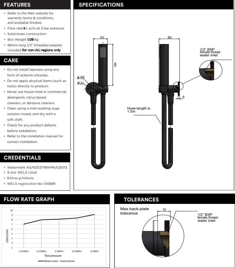 Meir Round Shower on Bracket - Polished Chrome