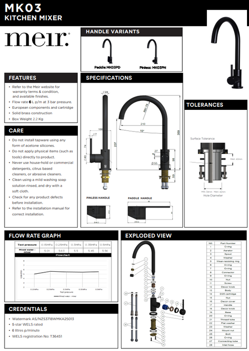 Meir Round Gooseneck Kitchen Mixer Tap with Paddle Handle - Matte Black