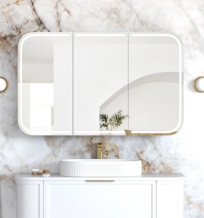 LED Newport 1200(W)x750(H) White Shaving Cabinet - Premium Edition