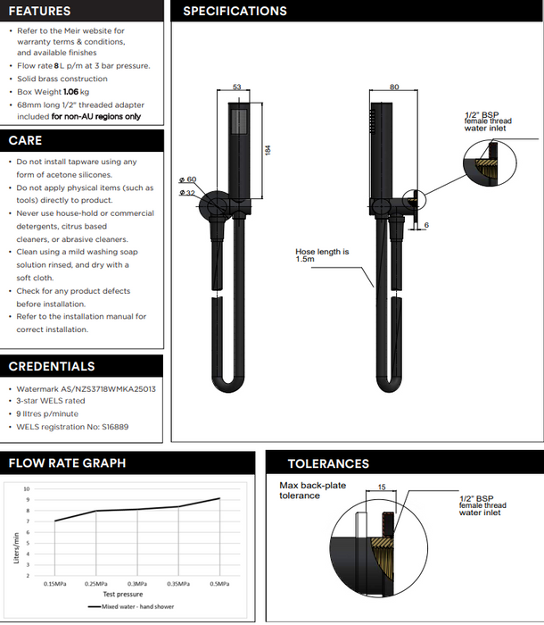 Meir Round Shower on Bracket - Matte Black