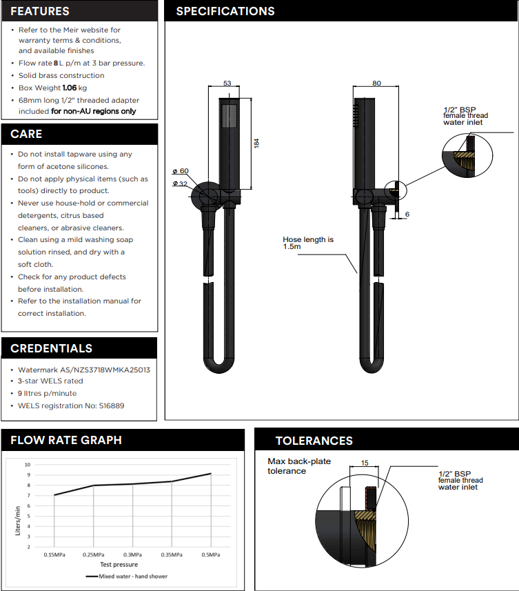 Meir Round Shower on Bracket - Champagne