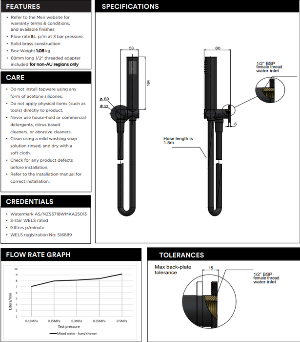 Meir Round Shower on Bracket - Champagne