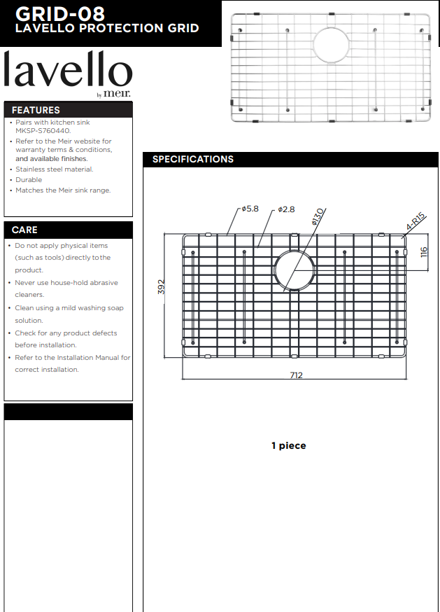 Meir Lavello Protection Grid for MKSP-S760440 - Gunmetal Black