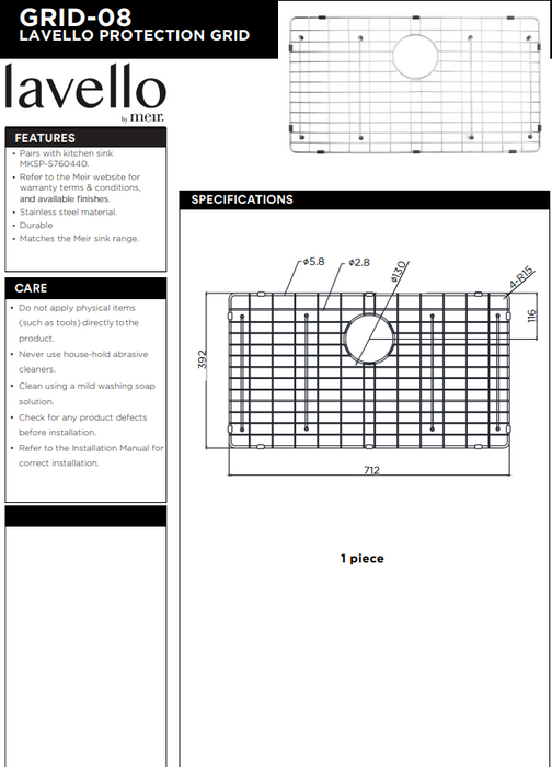 Meir Lavello Protection Grid for MKSP-S760440 - Brushed Bronze Gold