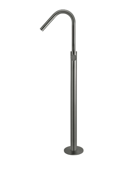 Meir Round Pinless Freestanding Bath Spout and Hand Shower Gunmetal