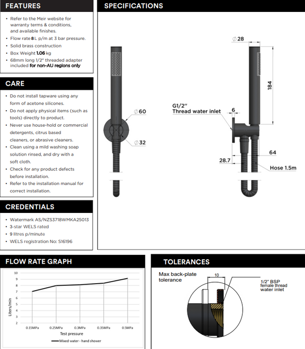 Meir Round Hand Shower on Fixed Bracket Brushed Nickel