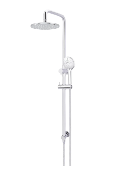 Meir Round Combination Shower Rail, 200mm Rose, Single Function Hand Shower - Polished Chrome