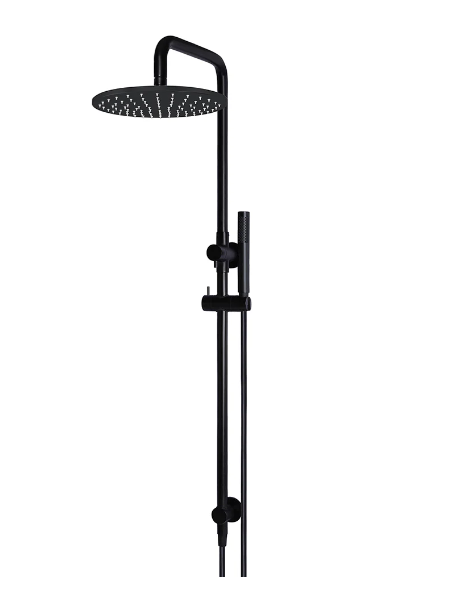 Meir Round Combination Shower Rail, 300mm Rose, Single Function Hand Shower Matte Black