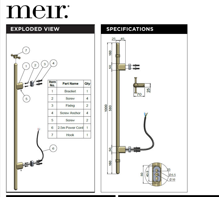 Meir Heated Vertical Towel Rail - Lustre Bronze