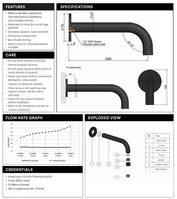 Meir Universal Round Curved Spout Matte Black