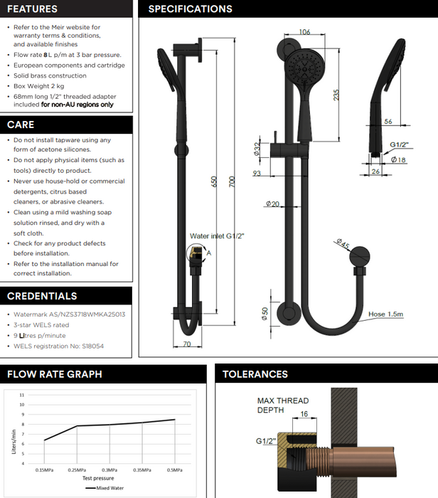 Meir Round Three Function Hand Shower on Rail Column Lustre Bronze