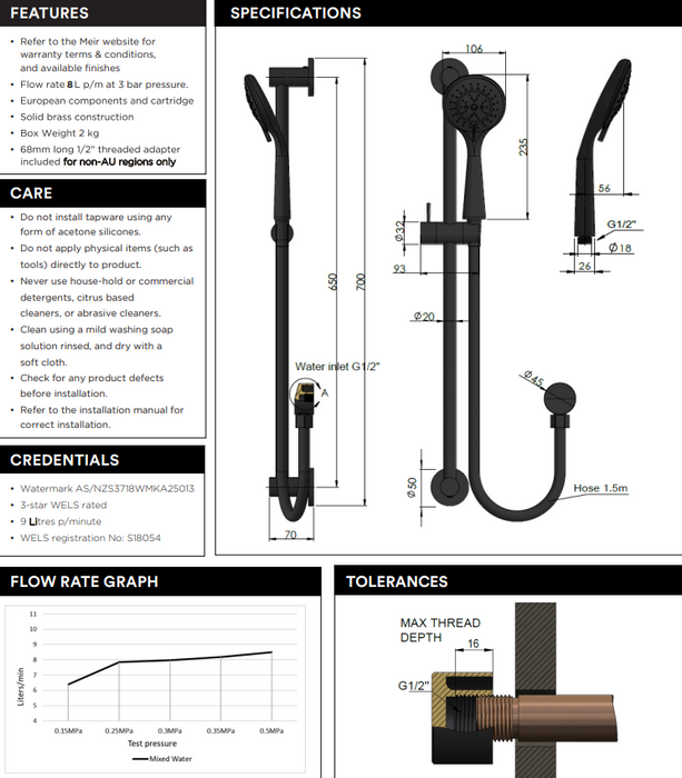 Meir Round Three Function Hand Shower on Rail Column Tiger Bronze