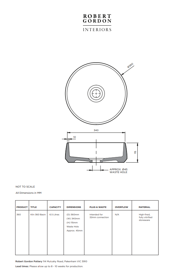 Kiln 360 Ceramic Above Counter Basin - Sand