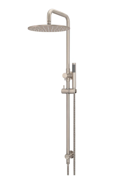 Meir Round Combination Shower Rail, 300mm Rose, Single Function Hand Shower Champagne